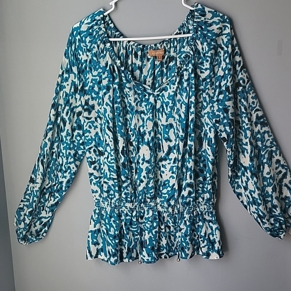 Ellen Tracy knit animal print blouson top